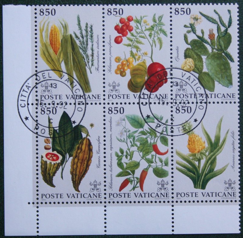 VATICAN CITY 1992 Plants from America Used Scott# 910a-910f SG# 1012-1017