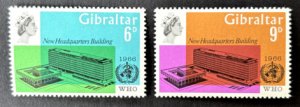 GIBRALTAR - SC#180-181 Inauguration of the WHO Headquarters - Geneva (1966) MH