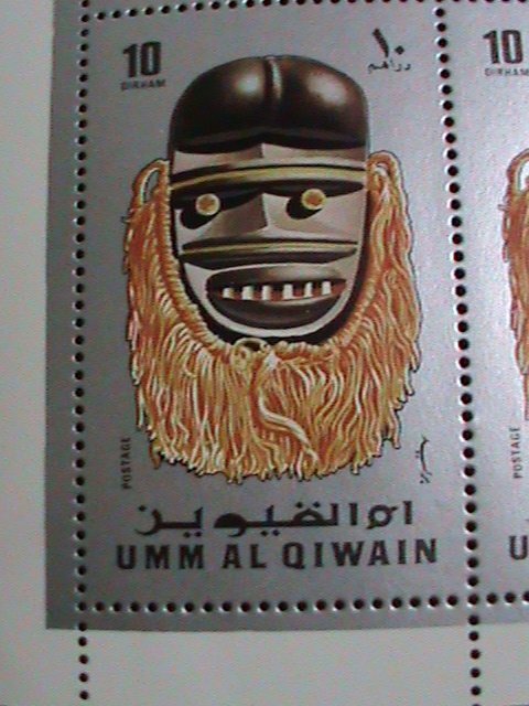 ​UMM AL QIWAIN STAMP- AFRICA FAMOUS MASKS LARGE MNH BLOCK OF 4 SET VF