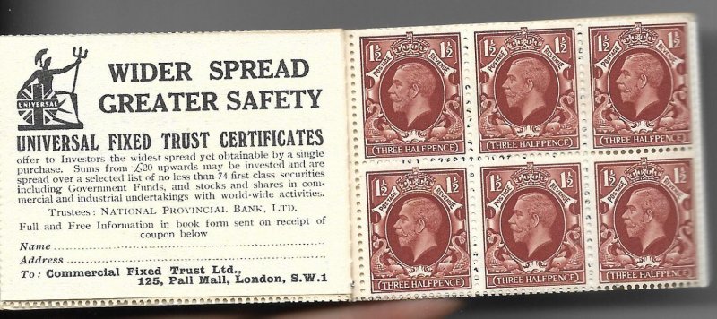 Great Britain KGV BB17 Booklet Complete