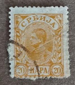 Serbia #43 20p King Alexander USED (1894) granite paper