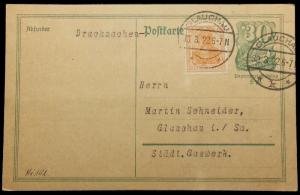 ALLEMAGNE / DEUTSCHLAND 30.3.1922 Mi.141 auf Mi.P140.I Postkarte als Drucksachen