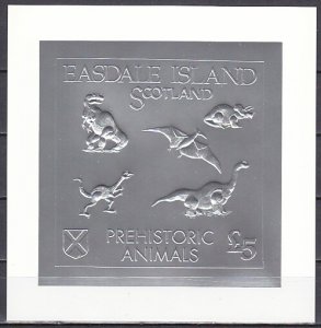 Easdale Is. Scotland Local. Dinosaur Silver Foil s/sheet.   ^