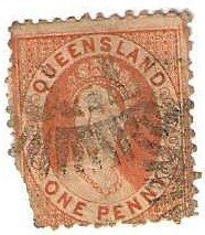 Queensland 44, used, torn space filler, 1876, (a289)
