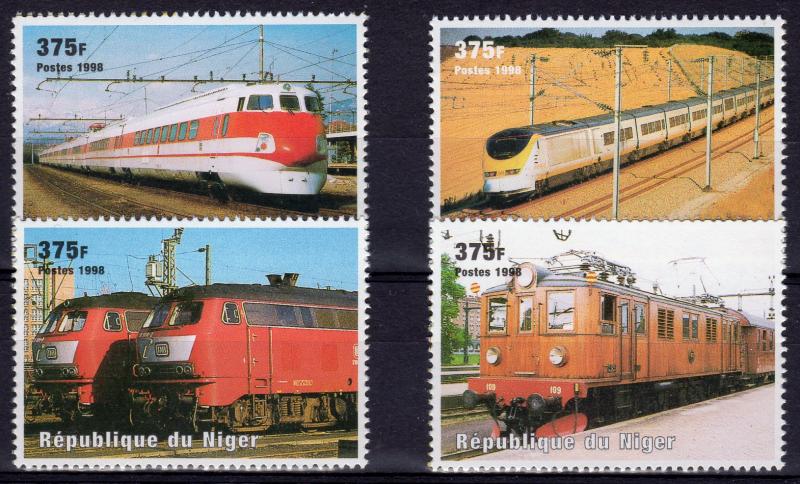 Niger 1998 Sc#1015 Trains-Locomotives Set (4) Perforated MNH