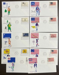 1345-54 Cachet Craft Historic Flags Lot of 10 FDCs 1968