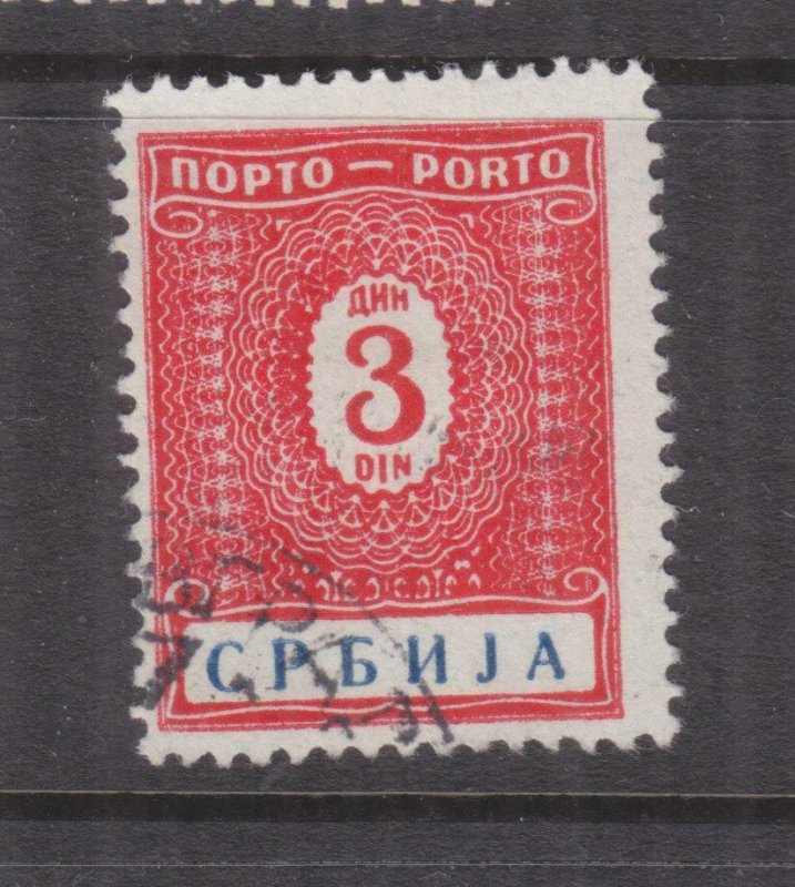 SERBIA, GERMAN OCCUPATION, Postage Due, 1942 3d. Red & Blue, used.