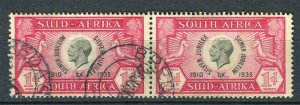 SOUTH AFRICA; 1935 early GV Jubilee issue fine used 1d. Pair