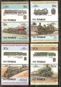 Tuvalu - Nui 1985 Locomotive Railway Train Transport 8v MNH ++ 3189