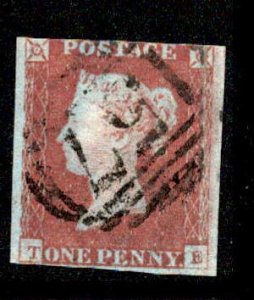 Great Britain #3 Penny Red Imperf Used Lettered TE USD 14.00
