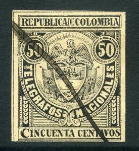 COLOMBIA; 1860s-70s early classic TELEGRAFOS imperf issue...