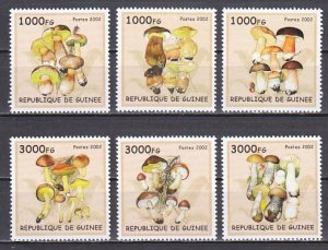 Guinea, 2002 issue. Mushrooms on 6 values.