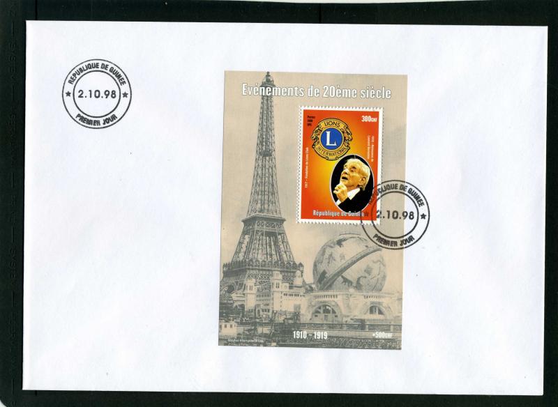 Guinea 1998 Leonard Bernstein LIONS CLUB s/s Perforated in official FDC