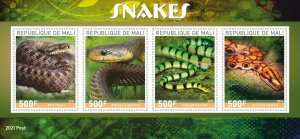 Stamps. Fauns. Snakes 2021 year 1+1 sheets perf Mali
