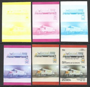 St. Vincent Grenadines - 1987 BEQUIA Train #16 Prog. Color Trial Proofs VF-NH-