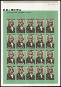 US 5056 Black Heritage Richard Allen forever sheet (20 stamps) MNH 2016 