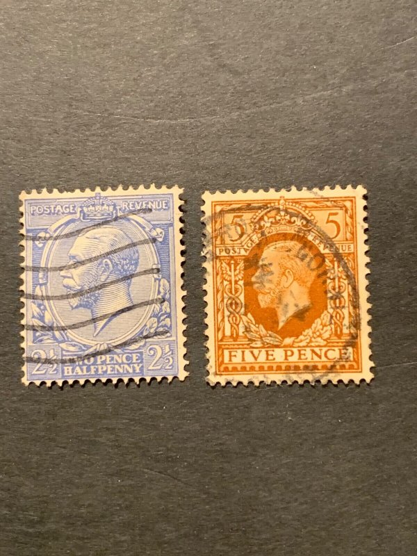 Stamps Great Britain 42 Scott #191, 194  Used,  See Picture.