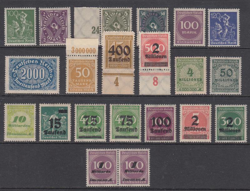 Germany MNH. 1921-1923 Inflation Issues, 21 stamps