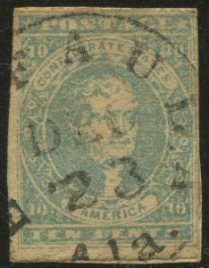 Confederate States 2e Stone Y Used Stamp on Small Piece BX5215