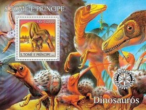 S. TOME & PRINCIPE 2004 - Dinosaurs (Rotary logo) s/s