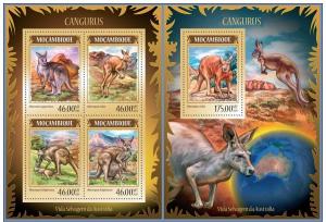 MOZAMBIQUE 2014 2 SHEETS m14225ab KANGAROOS WILDLIFE