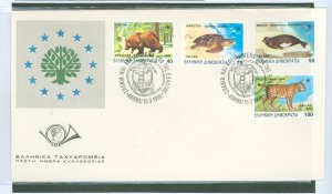 Greece 1674-1677 1990 endangered animals, set of 4 on cacheted, unaddressed cover