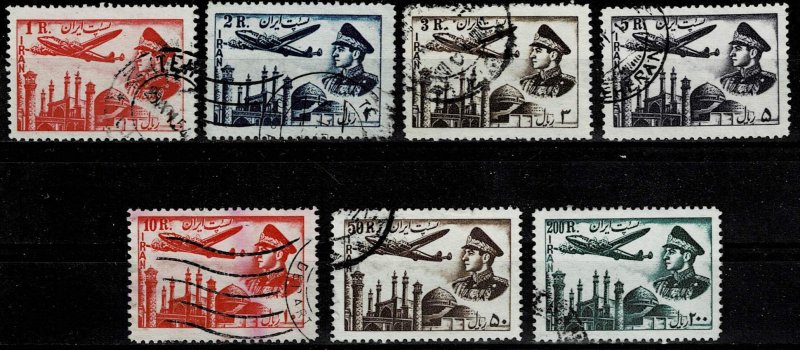 Iran 1953,Sc#C69-73, 76, 78 used, Plane above mosque