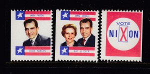 US NIXON For President Stamp - 1968-1969 VOTE NIXON - 3 stamps