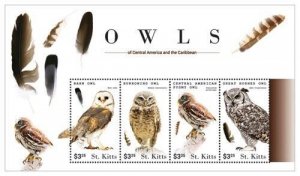 Saint Kitts 2015 - Owls - Sheet of 4 Stamps - MNH