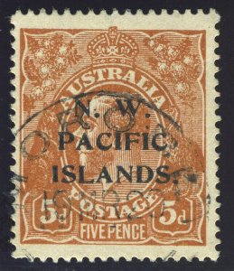 New Guinea 1918 KGV 5d brown very fine used. SG 105.