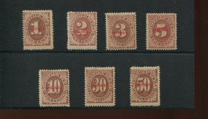 J15S-J21S Postage Due Specimen Mint Set of 7 Stamps (Bz 161)