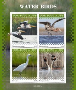 Sierra Leone - 2019 Water Birds on Stamps - 4 Stamp Sheet - SRL190915a