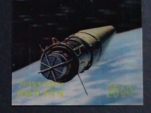 ​BHUTAN-1969 SC#108D- CONQUEST OF SPACE-ASTRONAUT LANDING ON MOON-3D STAMP MNH