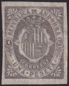 Andorra Spanish 1896 Ed NE9s unissued imperf MNG(*)