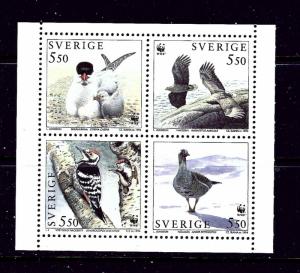 Sweden 2100a MNH 1994 Birds mini sheet of 4