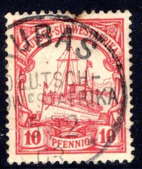 German South-West Africa (DSWA) #15, Kubas CDS, CV €10,  pulled perf at top