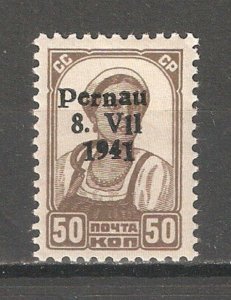 Estonia 1941 Pernau Occupation 50k Overprint Type-3, Sol # 10,VF MLH*OG !