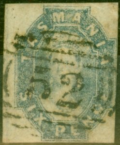 Tasmania 1863 6d Dull Cobalt SG47 Good Used (1)