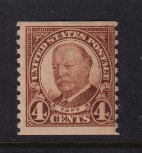 1930 Sc 687 Taft 4c brown horizontal coil MHR OG single stamp (C