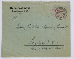 GERMANY INFLATION 1923 Cover Gevelsberg *GEBÜHR BEZAHLT* Fee Paid Cachet ZV253