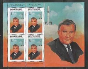 MONTSERRAT - 1998 - Wernher von Braun - Perf 4v Min Sheet - Mint Never Hinged