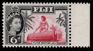 FIJI QEII SG314, 6d carmine & black, NH MINT.