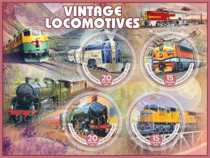 Stamps. Trains,   locomotives 2019 year 1+1 sheets perforated