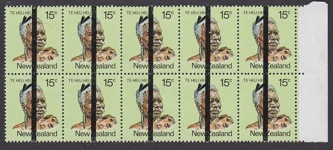 NEW ZEALAND 1980 15c Te Heu Heu blk of 10 Training School bars cancels MNH..Y137