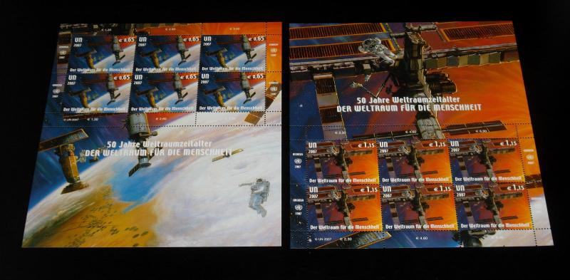 U.N. VIENNA #409-410, 2007,SPACE FOR HUMANITY SHEETS OF 6, MNH, NICE! LQQK!