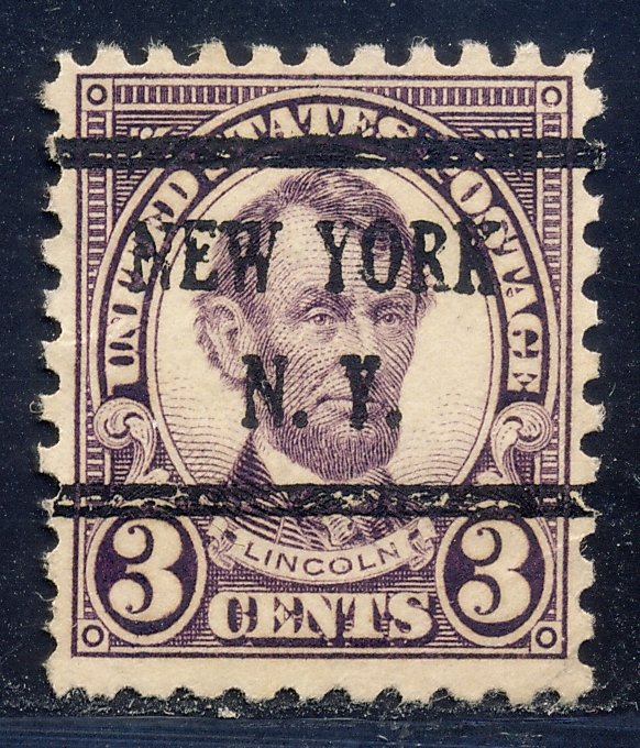 New York NY, 584-43 Bureau Precancel, 3¢ Lincoln