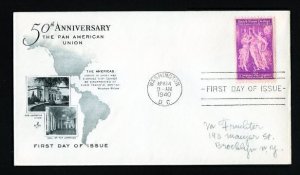 # 895 First Day Cover addressed with Artcraft cachet dated 4-14-1940 - #2
