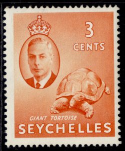 SEYCHELLES GVI SG159, 3c orange, M MINT.