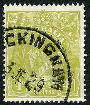 Australia SG91 4d yellow olive wmk 7 perf 14 fine used