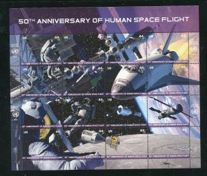 United Nations 1024 Human Space Flight Anniversary Stamp Sheet MNH 2011